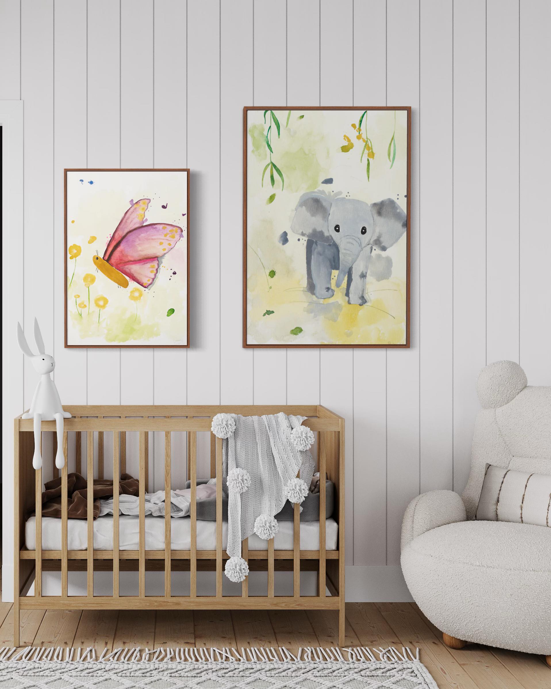 Personlige plakater til børn: Sommerfugl og elefant plakat