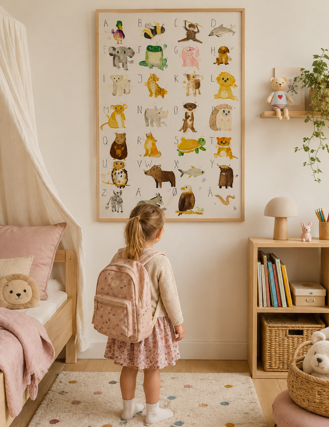 ABC plakat med skolepige
